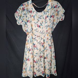 LUSH White + floral Open Back dress (Size Small)